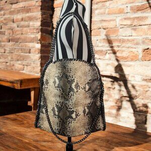 Steve Madden Faux Python Bag with Chain Handles and Shoulder Strap